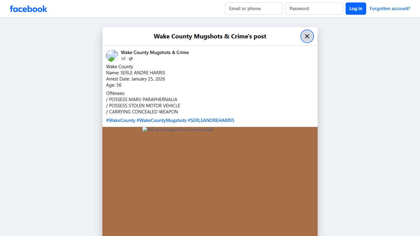 Wake County Name: SERLE... - Wake County Mugshots & Crime Facebook